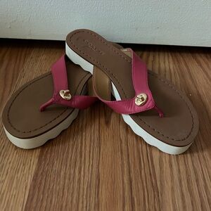 Coach Pink Flip Flops with Gold Accents